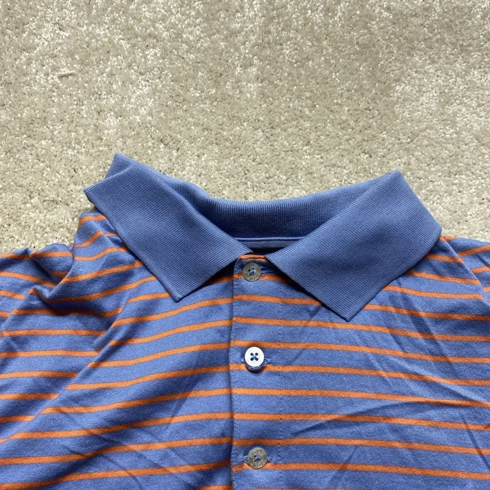 Polo Golf Ralph Lauren Polo Shirt Mens Large Blue Orange Striped Pima Cotton